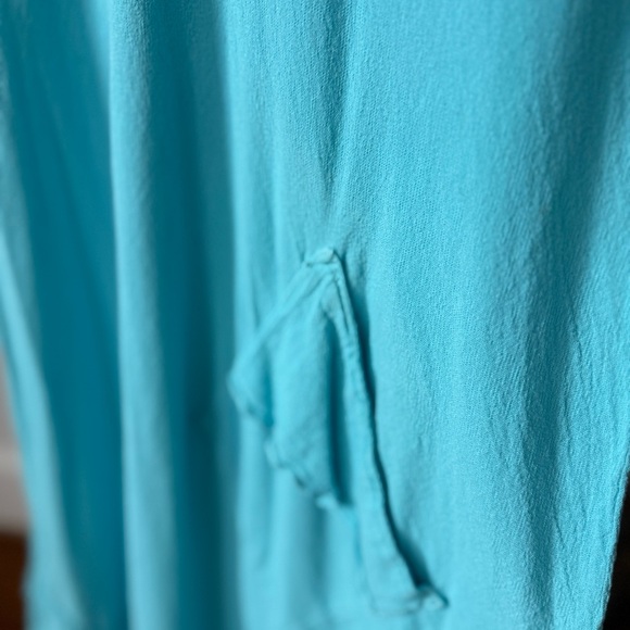 Vintage Gauze Cotton Sky Blue Short Sleeve Midi Summer Dress - Picture 5 of 6